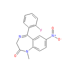 Chemical structure of the benzodiazepine (Flunitrazepam) that, together